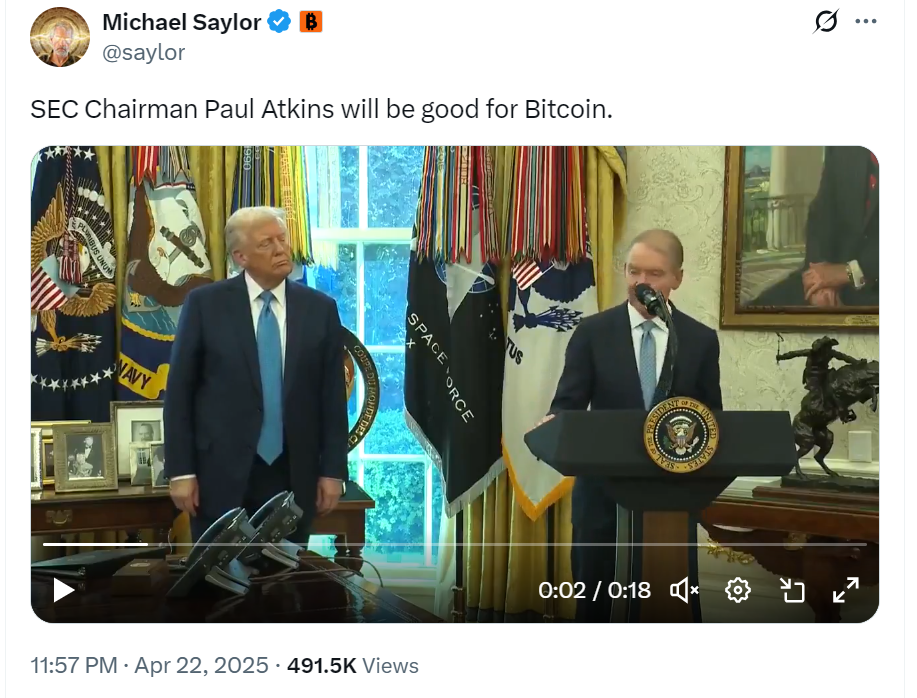 SEC Chairman Paul Atkins will be good for Bitcoin.